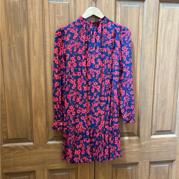 Loft flowy red & blue floral drop waist dress - Picture 7 of 7